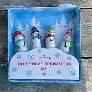 Hallmark Snowman Spreaders appetizer set Christmas Holiday decor